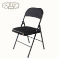 Wholesale cheap colorful folding chair metal structure with mesh PU back and seat black folding furniture